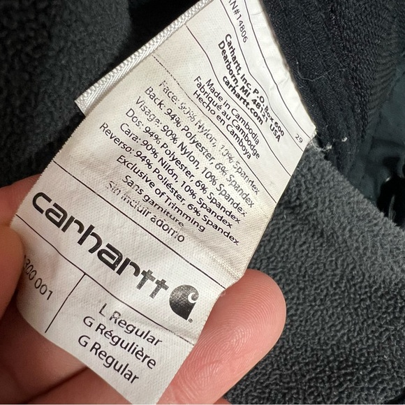 Carhartt Black Crowley Jacket Hooded Lined Rugged Flex Work Mens Size L - Picture 12 of 15